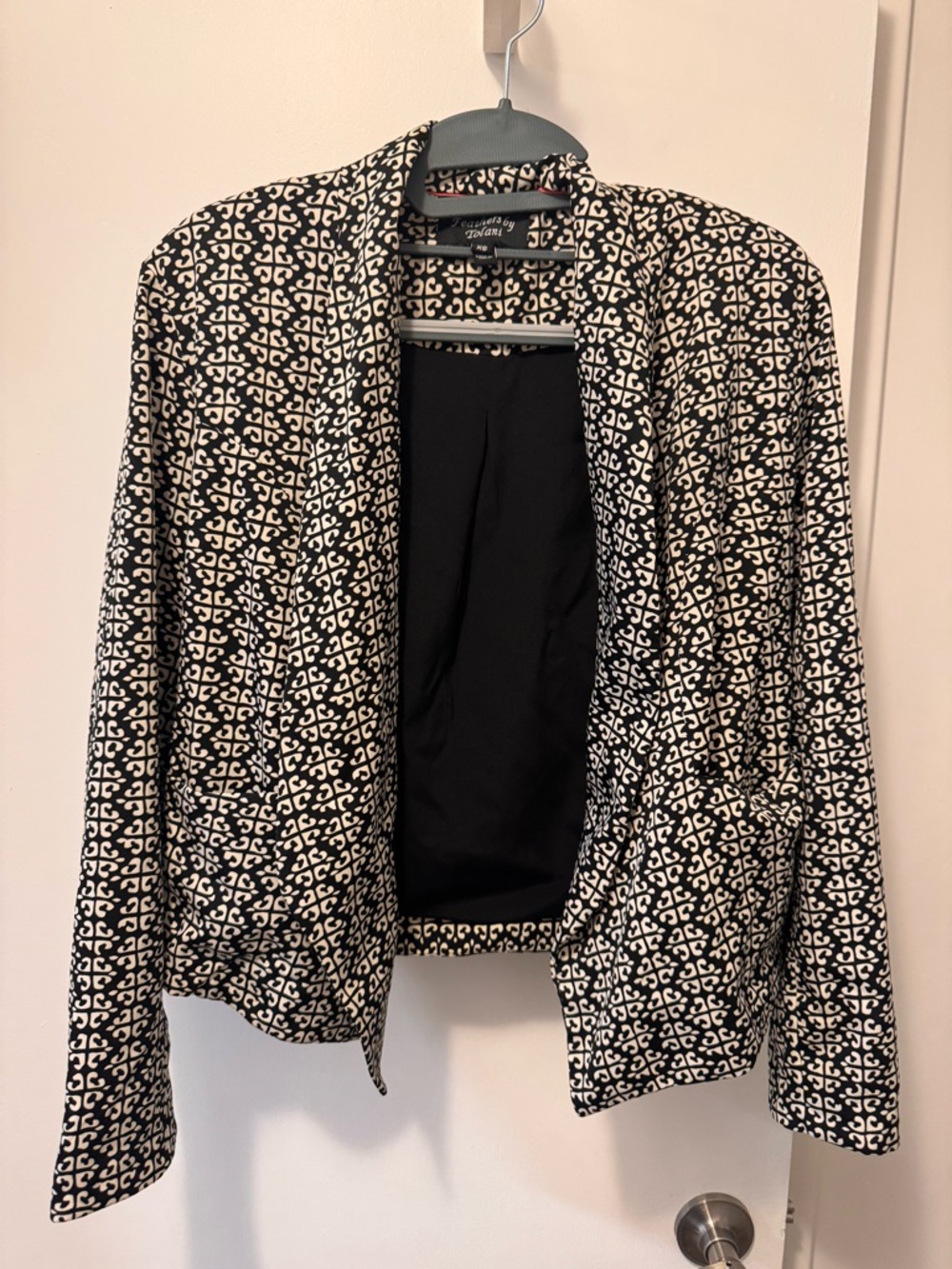 Worthington Black & White Geometric Open-Front Blazer Jacket